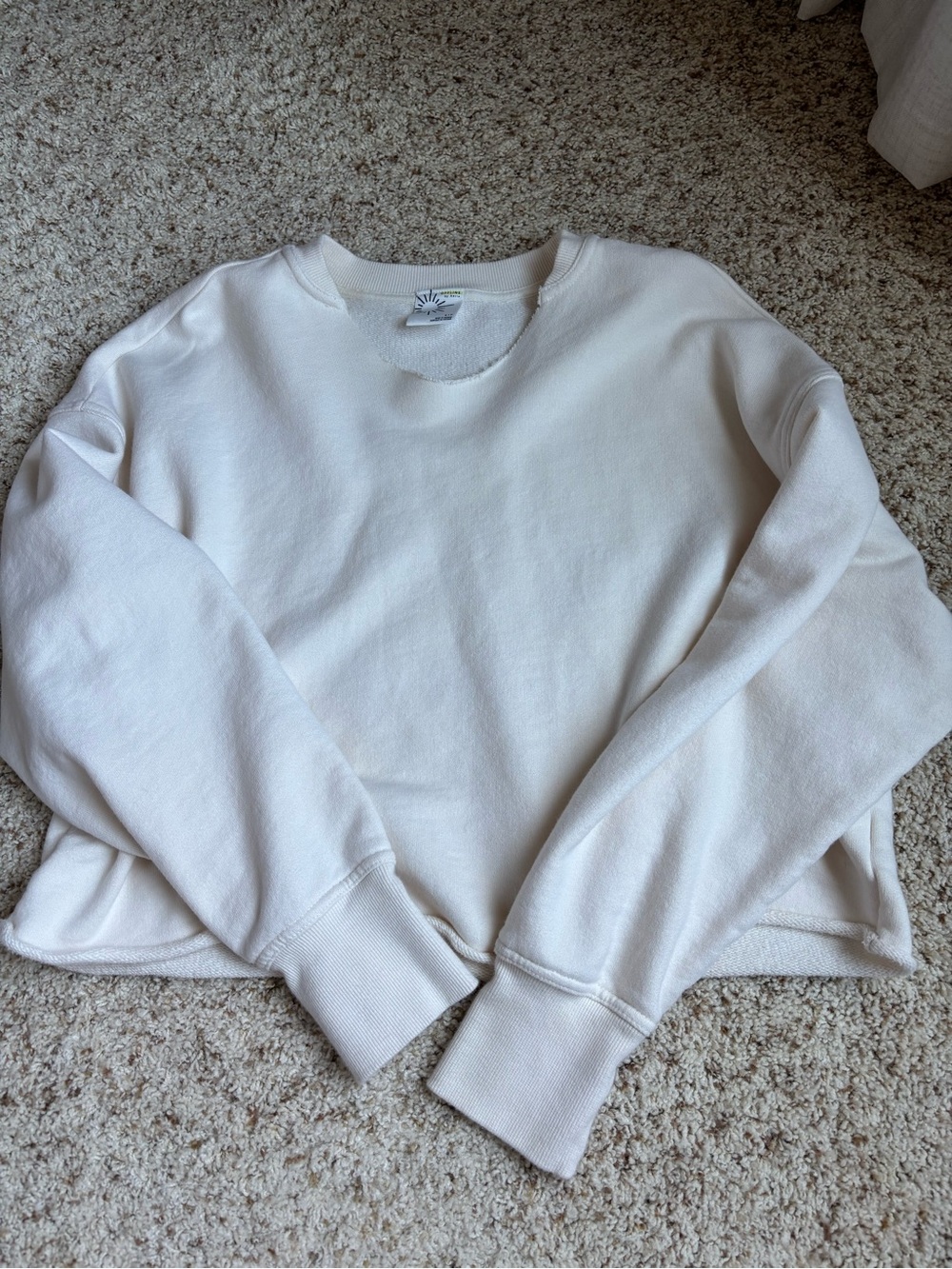 aerie Cream Cropped Crewneck Sweatshirt